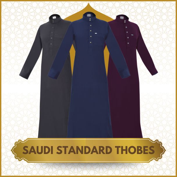Saudi Shirt Thobes Sale UK. Buy Best Price Saudi Mens Designer Thobes Online for Jummah, Eid & Islamic Event. Black, White, Gray, Tan, Khaki, Ash, Wine, Brown, Blue Jubbas & Kanduras.