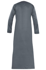 Ash - Omani Thobe Design 3 Premium Fabric Embroidered With Tassel For Any Occasion