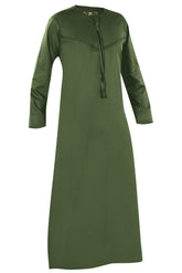 Green - Omani Thobe Design 4 Premium Fabric Embroidered With Tassel For Any Occasion