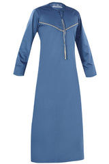 Royal - Omani Thobe Design 3 Premium Fabric Embroidered With Tassel For Any Occasion