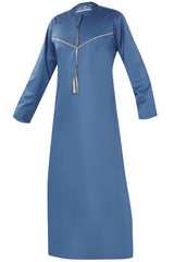 Royal - Omani Thobe Design 3 Premium Fabric Embroidered With Tassel For Any Occasion