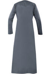 Grey - Omani Thobe Design 3 Premium Fabric Embroidered With Tassel For Any Occasion