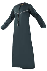 Carribean - Omani Thobe Design 3 Premium Fabric Embroidered With Tassel For Any Occasion