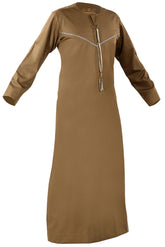 Choco - Omani Thobe Design 4 Premium Fabric Embroidered With Tassel For Any Occasion