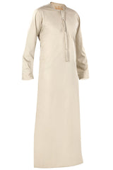 Khaki - Authentic Omani Stitch Thobe for Men – Traditional Gulf Style