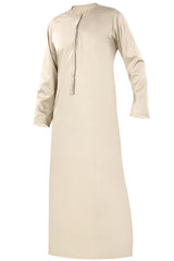 Khaki - Authentic Omani Stitch Thobe for Men – Traditional Gulf Style