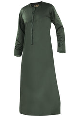 Dark Green - Authentic Omani Stitch Thobe for Men – Traditional Gulf Style