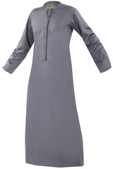 Ash Light - Authentic Omani Stitch Thobe for Men – Traditional Gulf Style