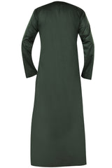 Omani Embroidery Mens Thobe for Sale UK Online With Tassel color Dark Green Royal Premium Fabric Gulf Style for Jummah Namaz, Eid Prayer