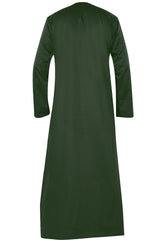 Omani Embroidery Mens Thobe With Tassel color Hunter Premium Fabric Gulf Style for Jummah Namaz, Eid Prayer