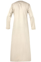 Khaki - Authentic Omani Stitch Thobe for Men – Traditional Gulf Style