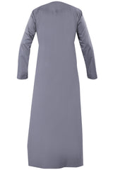 Omani Embroidery Mens Thobe With Tassel color Heather Premium Fabric Gulf Style for Jummah Namaz, Eid Prayer