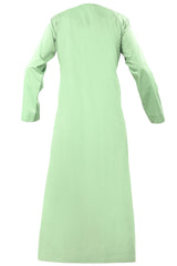 Omani Embroidery Mens Thobe With Tassel color Jade Premium Fabric Gulf Style for Jummah Namaz, Eid Prayer