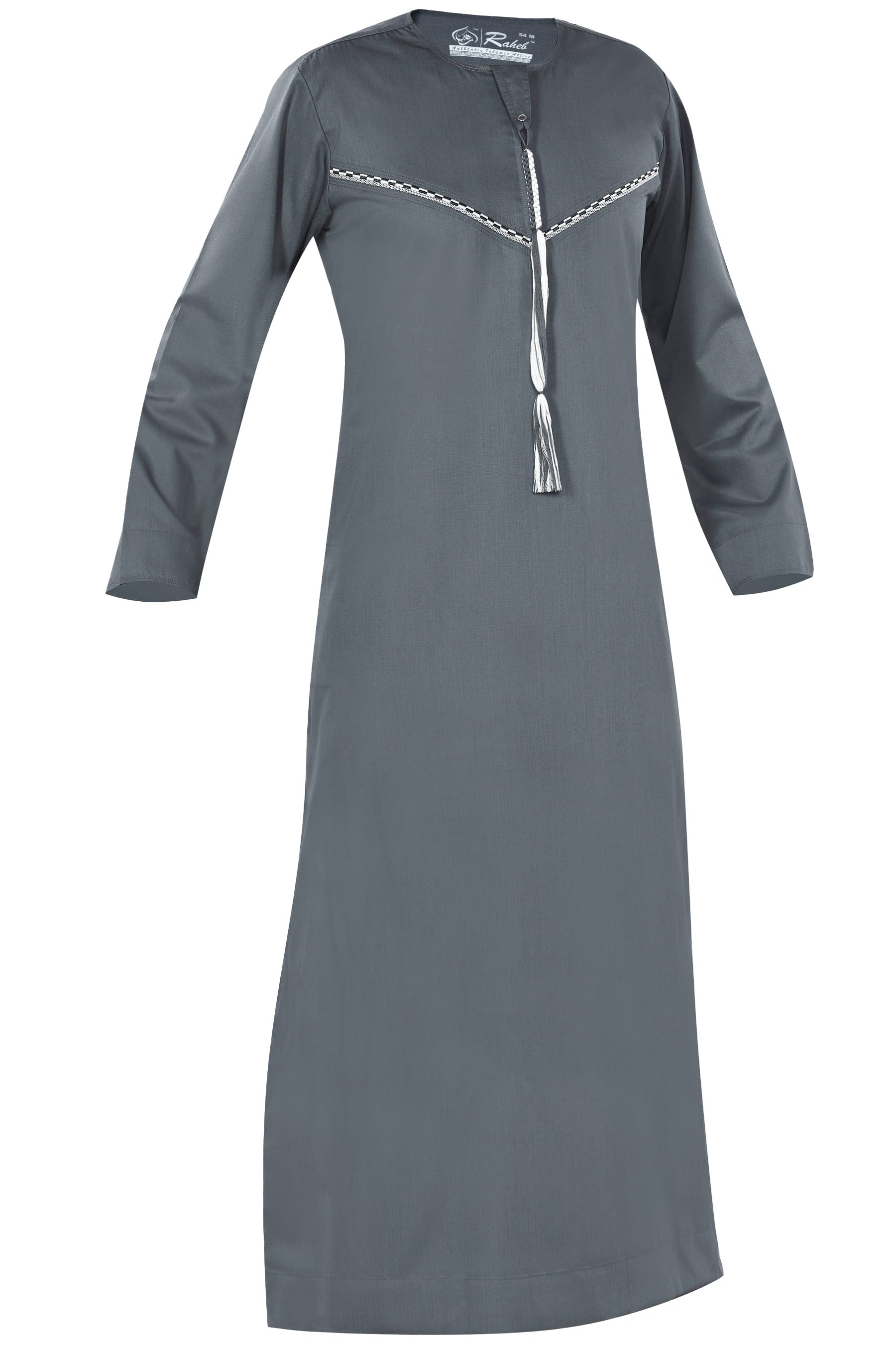 Ash - Omani Thobe Design 3 Premium Fabric Embroidered With Tassel For Any Occasion