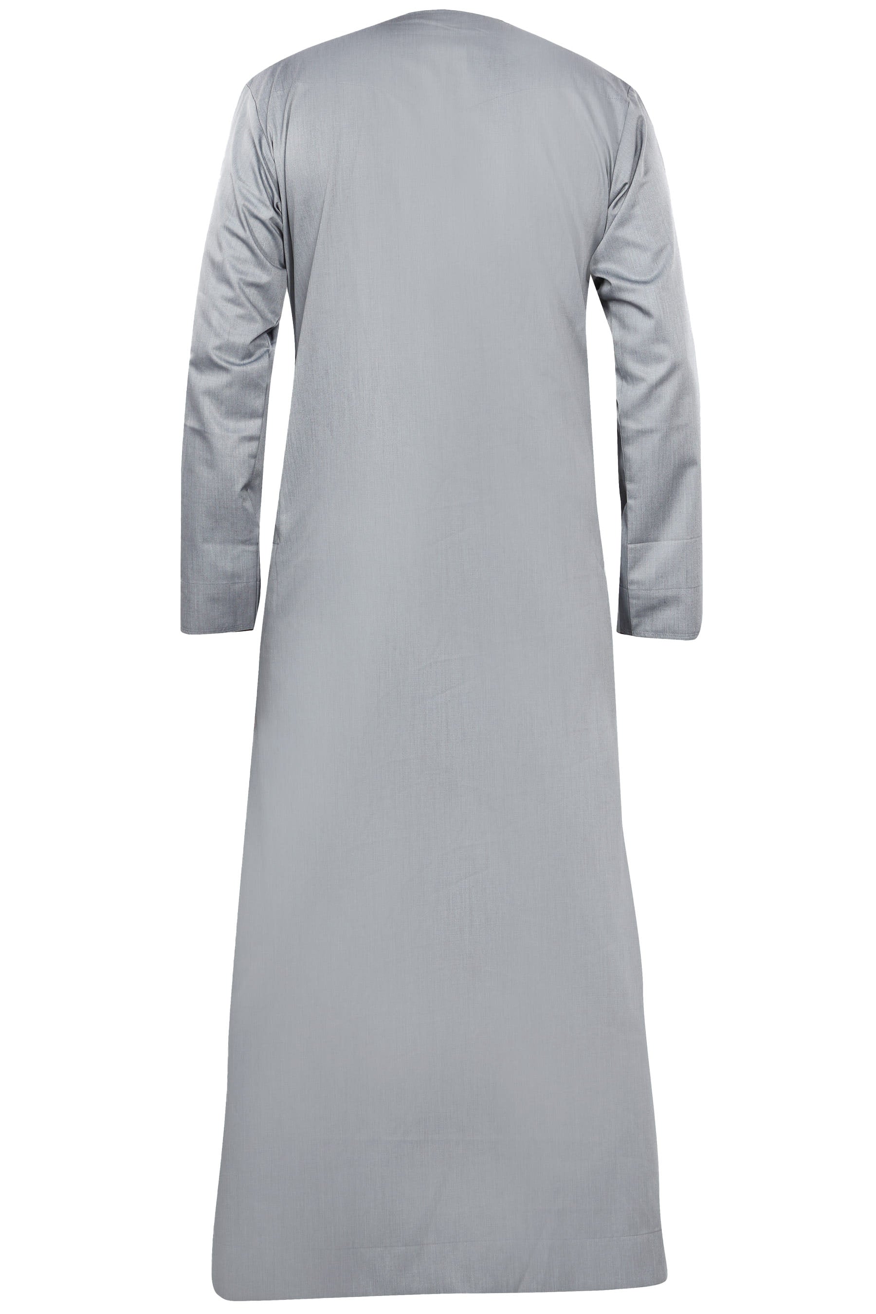 Light Grey - Omani Thobe Design 4 Premium Fabric Embroidered With Tassel For Any Occasion