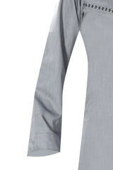 Light Grey - Omani Thobe Design 4 Premium Fabric Embroidered With Tassel For Any Occasion