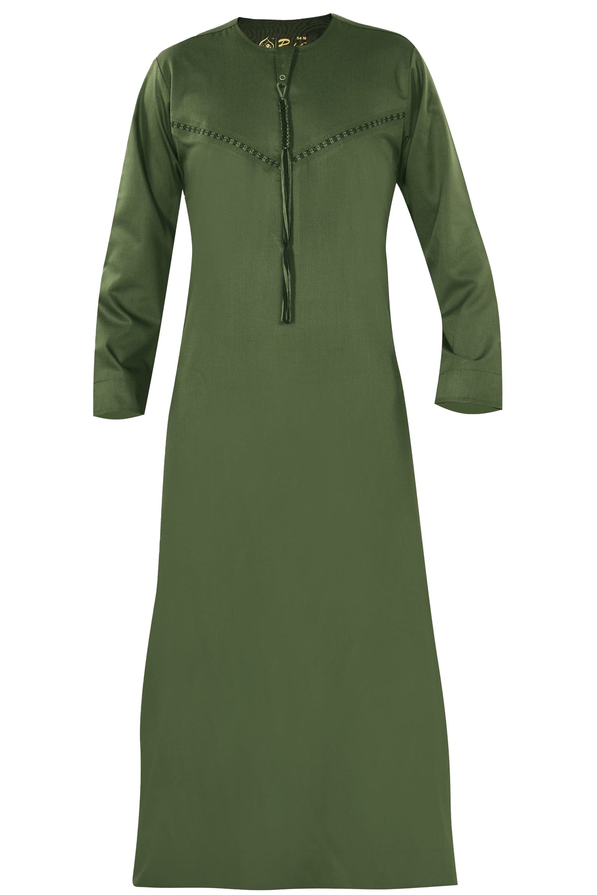 Green - Omani Thobe Design 4 Premium Fabric Embroidered With Tassel For Any Occasion
