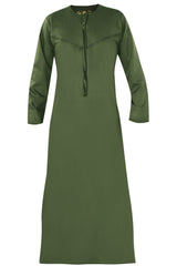 Green - Omani Thobe Design 4 Premium Fabric Embroidered With Tassel For Any Occasion