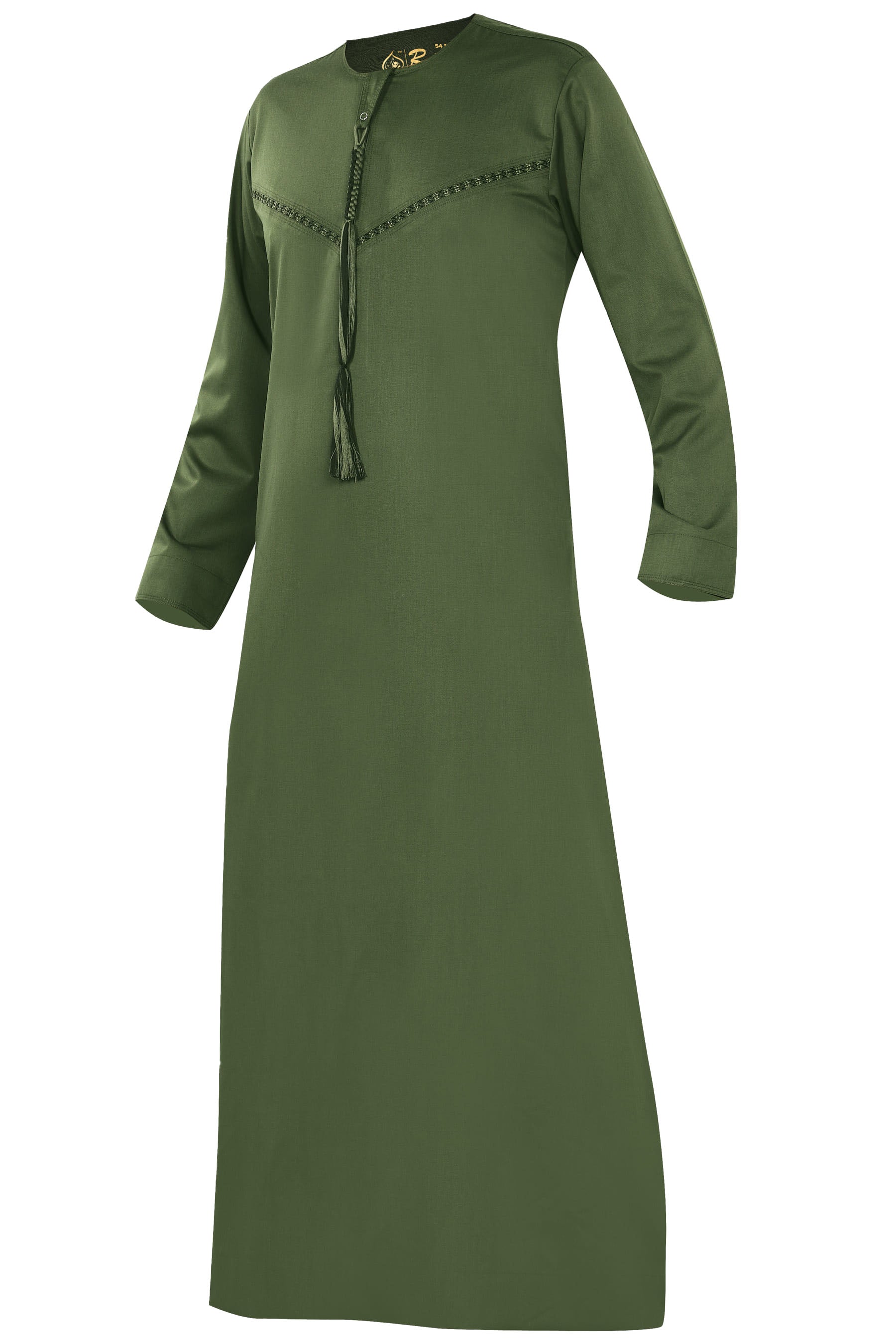 Green - Omani Thobe Design 4 Premium Fabric Embroidered With Tassel For Any Occasion