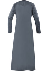 Grey - Omani Thobe Design 3 Premium Fabric Embroidered With Tassel For Any Occasion
