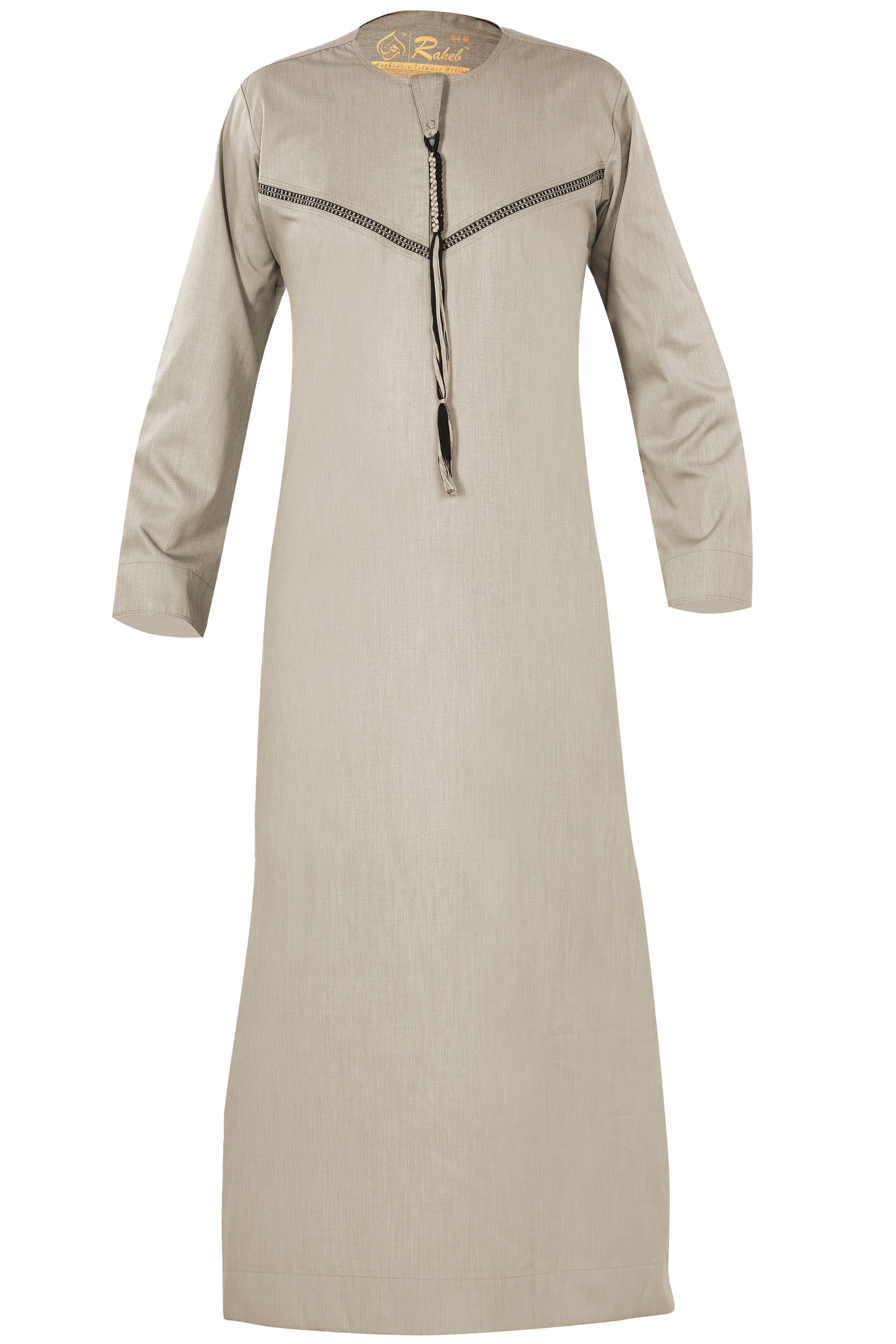 Omani Embroidery Mens Thobe for Sale UK Online With Tassel color Slate Royal Premium Fabric Gulf Style for Jummah Namaz, Eid Prayer