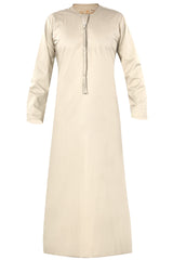 Khaki - Authentic Omani Stitch Thobe for Men – Traditional Gulf Style