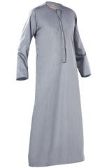 Heather Grey - Authentic Omani Stitch Thobe for Men – Traditional Gulf Style