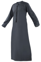 Pewter - Authentic Omani Stitch Thobe for Men – Traditional Gulf Style