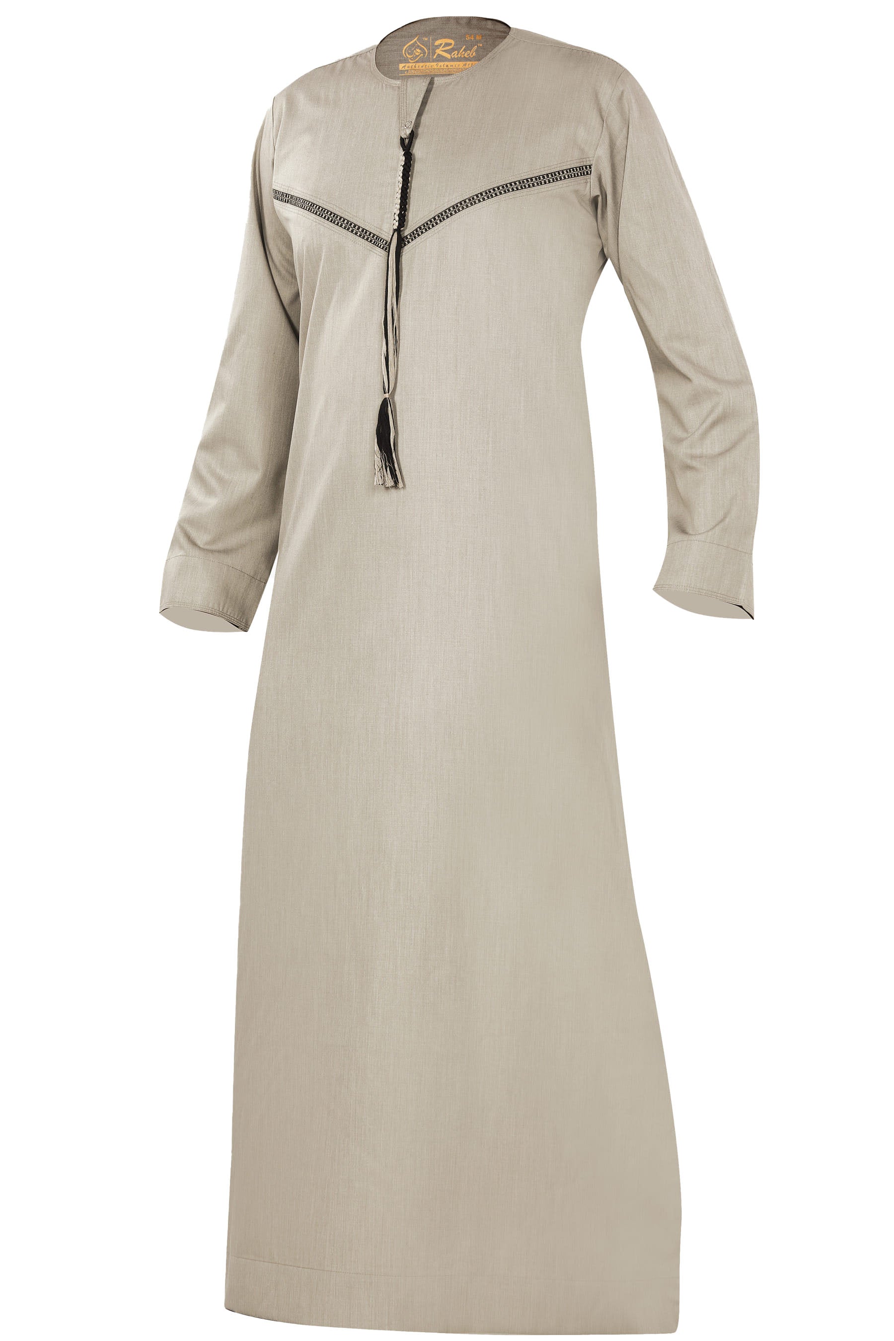 Omani Embroidery Mens Thobe for Sale UK Online With Tassel color Slate Royal Premium Fabric Gulf Style for Jummah Namaz, Eid Prayer