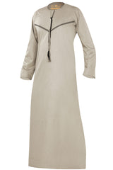 Omani Embroidery Mens Thobe for Sale UK Online With Tassel color Slate Royal Premium Fabric Gulf Style for Jummah Namaz, Eid Prayer
