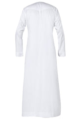 Omani Embroidery Mens Thobe for Sale UK Online With Tassel color White Royal Premium Fabric Gulf Style for Jummah Namaz, Eid Prayer