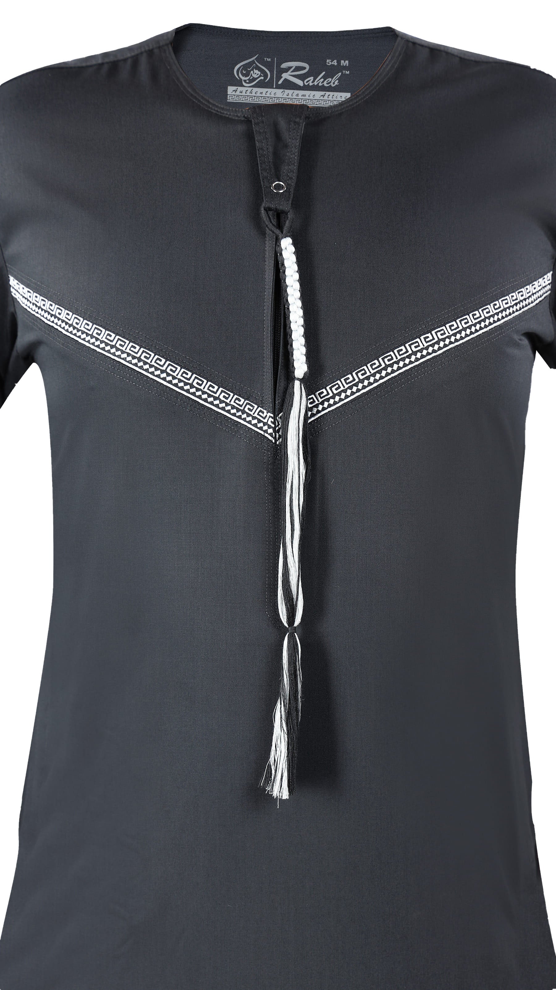 Omani Embroidery Thobe for Sale UK With Tassel color Pewter Buy Royal Premium Fabric Gulf Style for Jummah Namaz, Eid Prayer