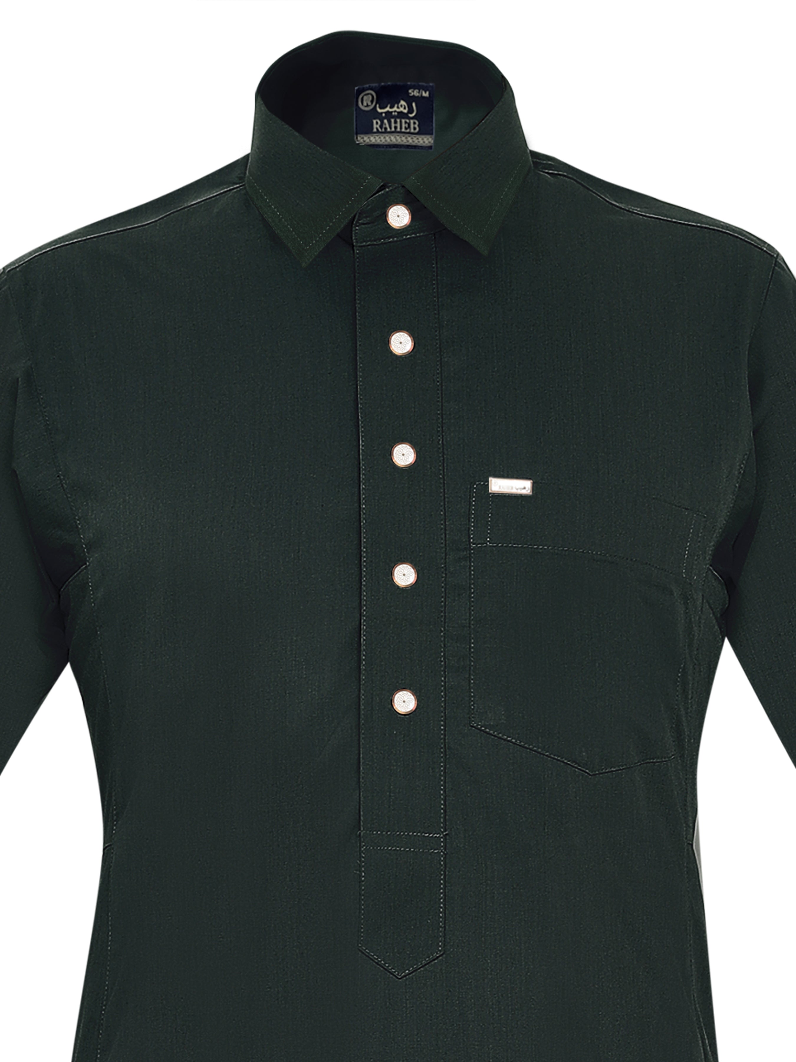 Shirt thobes are traditional garments worn by Arabs, known for their distinctive design and comfort Dark Green
