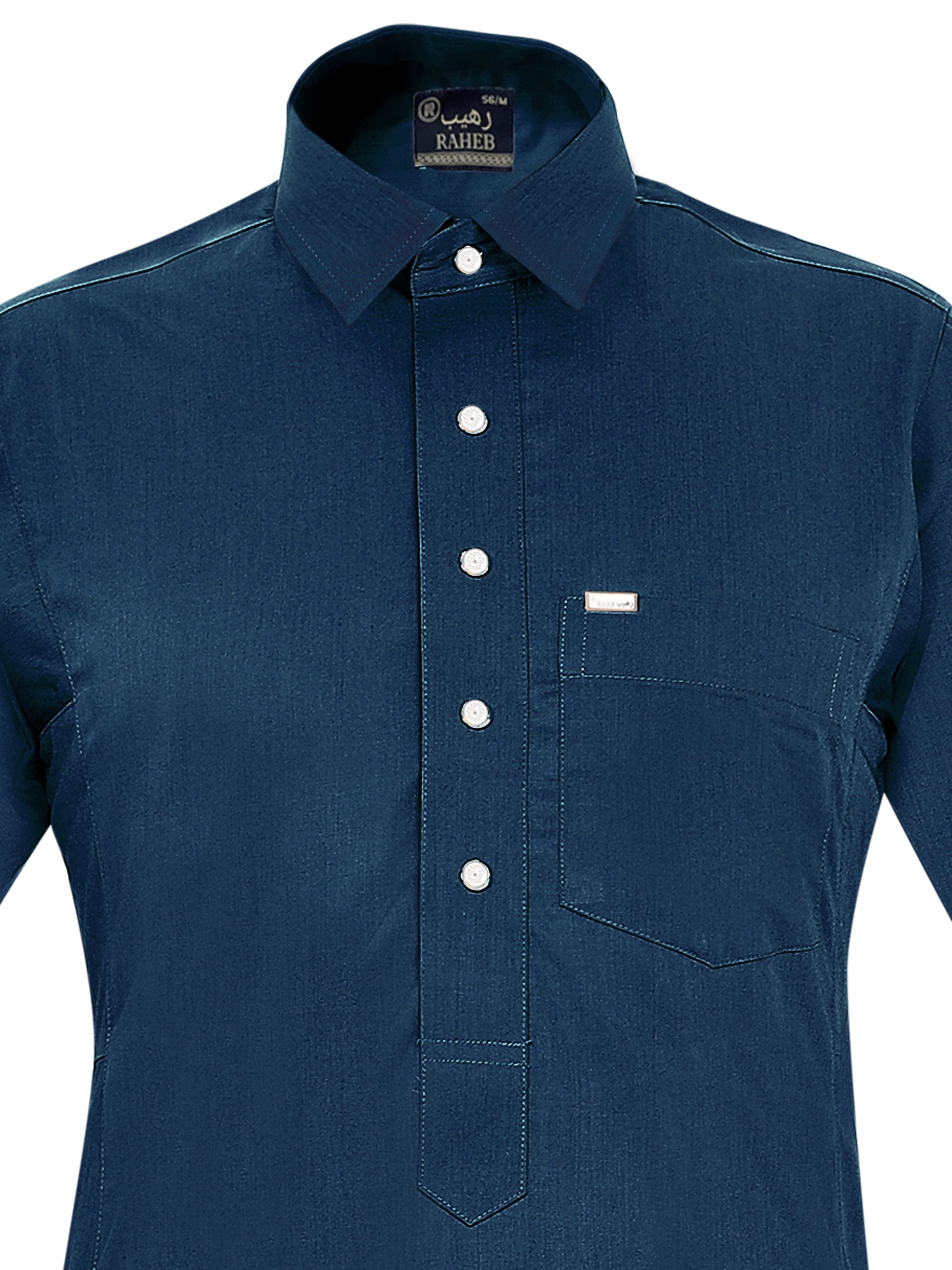 Shirt thobes are traditional garments worn by Arabs, known for their distinctive design and comfort Petrol Blue